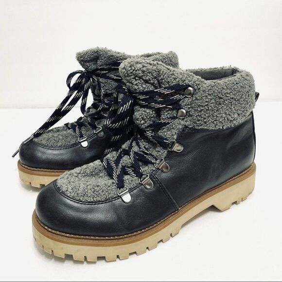 Circus by Sam Edelman Kilbourn Asphalt Shearling Almond Toe Hiking Ankle Boots